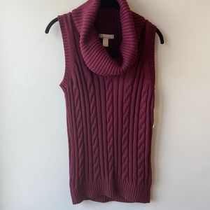 Banana Republic sweater NWT sleeveless cable knit cotton and cashmere maroon